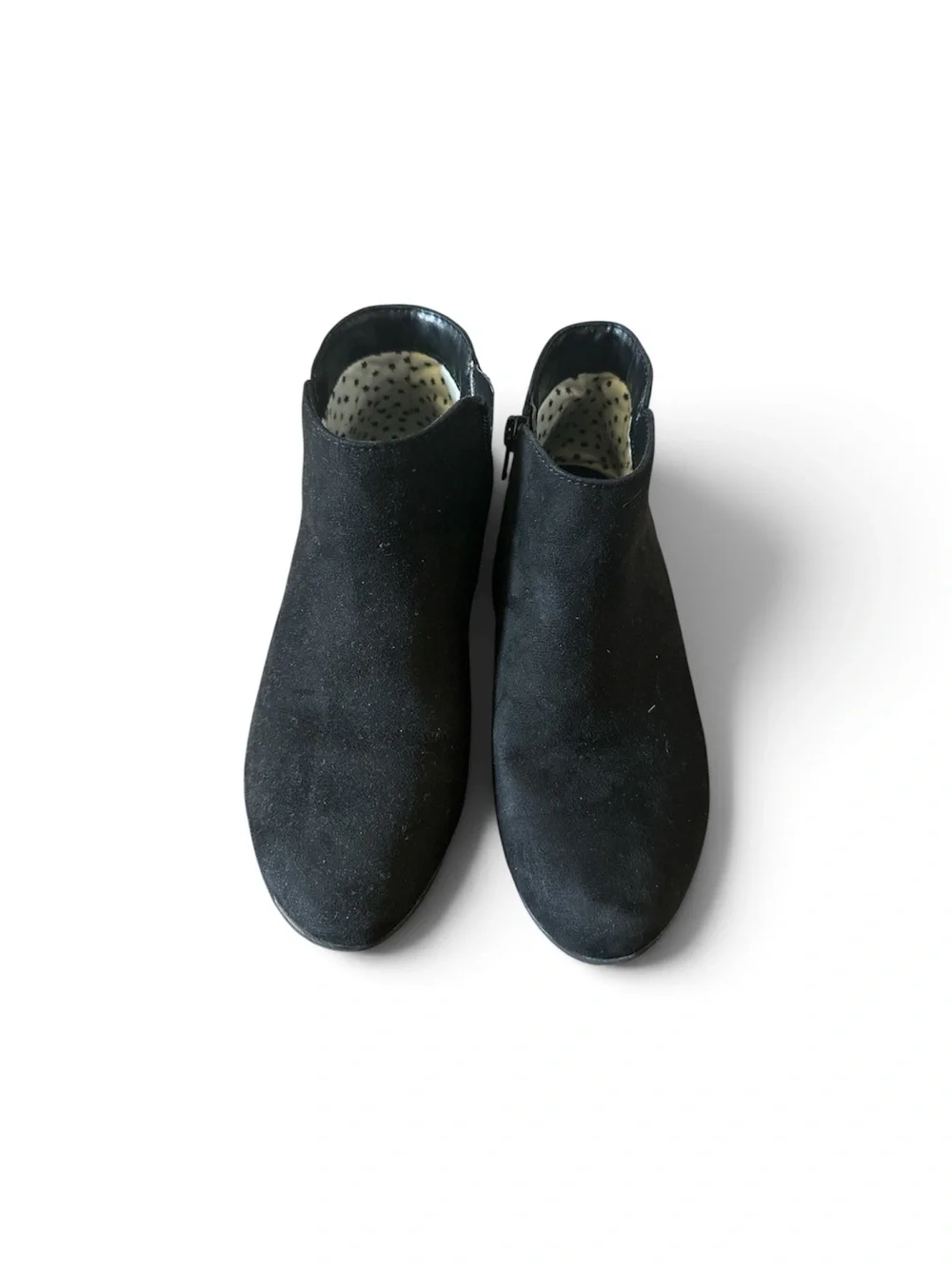 Girl Black Suede Ankle Boots - Classic Zipper